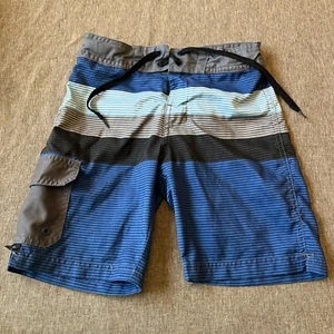 Art Class Swim Trunks Shorts Cargo Pocket Grey Blue Striped Boys 6 Adjustable - Picture 1 of 12