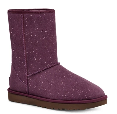 NUEVO CON ETIQUETAS $180 Bota Ugg Clásica Corta Manchas Metálicas en Pinot Noir - ¡talla 7! Foto 1 de 4
