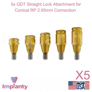 5x Dental Straight Lock Attachment Conical Connection RP 2.65mm Fixture System - Picture 1 of 3