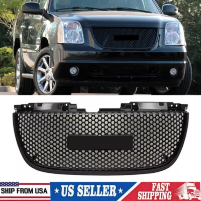 For GMC Yukon XL Denali 2007-2014 Front Grille Upper Grill Mesh Gloss Black New - Image 1 of 4