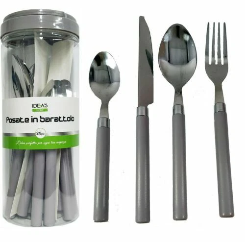 Set Servizio 24 Pezzi Posate Con Manico Colorato Cucina idea - Immagine 1 di 1