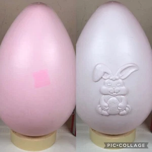 Vintage Plastics Blow Mold Easter Egg Pink Grand Venture 1998  Bunny Rabbit 14" - Picture 1 of 8
