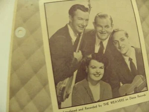the Weavers On Top of Old Smokey Vintage Sheet Music 1951 Folkways Pete Seeger - Picture 1 of 7