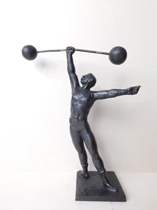 SCULTURA IN BRONZO MARIO MORETTO XX° SECOLO SOLLEVATORE PESI - Foto 1 di 7