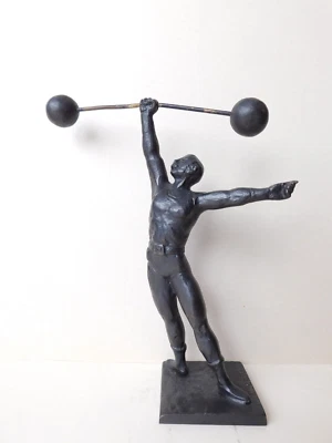 SCULTURA IN BRONZO MARIO MORETTO XX° SECOLO SOLLEVATORE PESI - Immagine 1 di 4