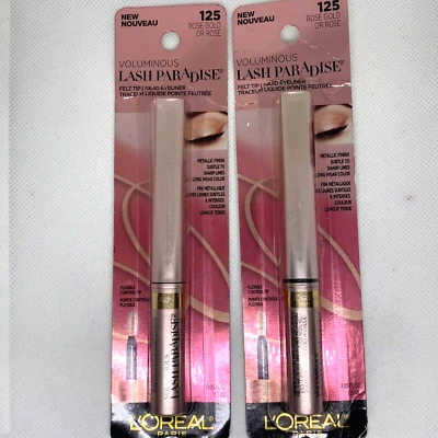 Lot of 2 Loreal Voluminous Lash Paradise Felt Tip Liquid Eyeliner, 125 Rose Gold - Image 1 of 4