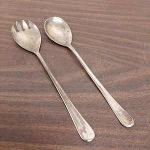 2 Piece Silverplate Salad Serving Spoon & Fork Set Tipped Sheffield England - Picture 1 of 7