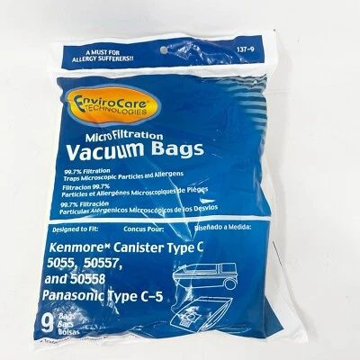 Sears Kenmore Type C Canister Vacuum Bags 5055, 50557 & 50558 By EnviroCare 9 PK - Image 1 of 3