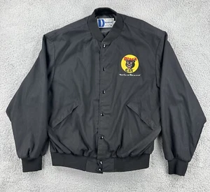 Vtg Unbroken Pla-Jac XL Black USA Made Snap Jacket Embroidered Black Fireworks - Picture 1 of 20