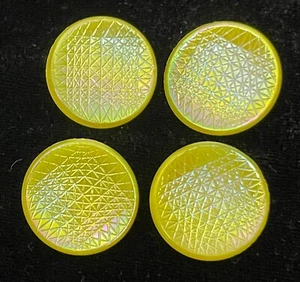 Vintage Set of 4 Yellow Iridescent Czech Glass Buttons Self Shank 23 mm 7/8" - Picture 1 of 8
