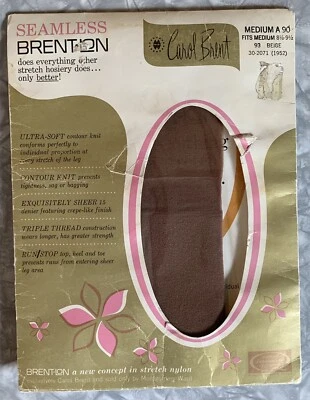 Vtg CAROL BRENT Montgomery Ward Medium Nylon Support Hose Stockings Hosiery NOS - Image 1 of 4