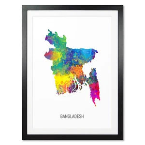 Bangladesh Map, Poster, Canvas or Framed Print, watercolour painting 10779 - Picture 1 of 9