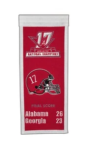 ALABAMA CRIMSON TIDE 2017 17-TIME NATIONAL CHAMPIONS 15"x6" FELT BANNER W/ SCORE - Picture 1 of 1