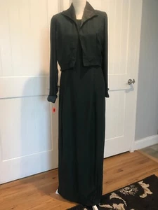VINTAGE Forest Green 1980’s 90’s FORMAL WEDDING Mother’s DRESS GOWN - SZ 13/14 - Picture 1 of 7