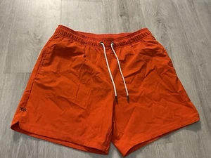 Rhone Swim Trunks Mens Size M Orange Nylon Stretch Mesh Lining Athleisure - Picture 1 of 11