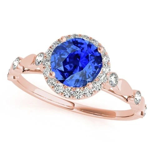 1.20 Ct. Halo Tanzanite And Diamond Engagement Wedding  Ring In 14k Gold - Image 1 of 1