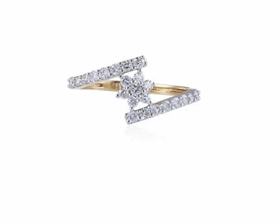 0,50 Cts Ronde Brillante Couper Naturel Diamants Fiançailles Bague En 750 18K Or - Photo 1/3