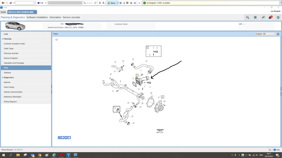 Genuine Volvo V40 2.0 Diesel Thermostat - Image 1 of 1
