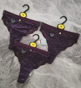 Bragas tanga de encaje M&S - ALGODÓN RICO - Paquete de 3 - Talla 16 - Imagen 1 de 9