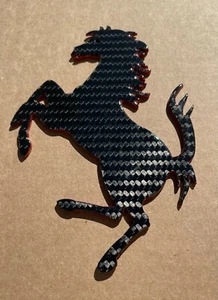 CF Carbon Fiber Prancing Horse Ferrari Style 6.75" x 4.75: Made in USA Man Cave - Picture 1 of 10