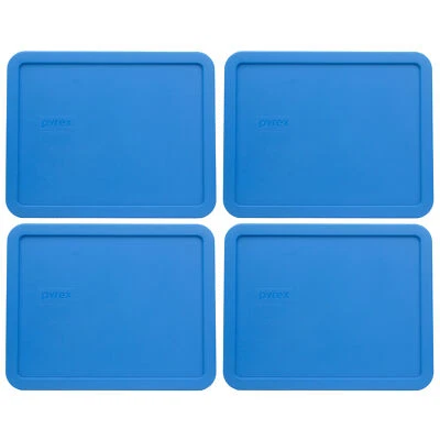 Pyrex 7212-PC Marine Blue Rectangle Plastic Food Storage Replacement Lid(4-Pack)