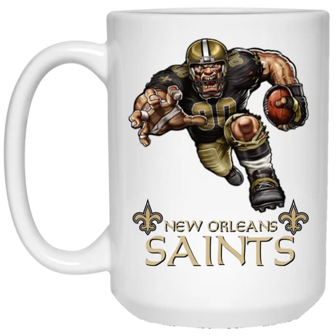 New Orleans Saints Logo Player White 15 oz Ceramic Coffee Mug Cup Cover