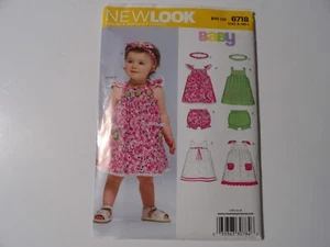 New Look 6718 Baby Sz A NB-L Romper Headband Bloomers Pattern UNCUT - Picture 1 of 3