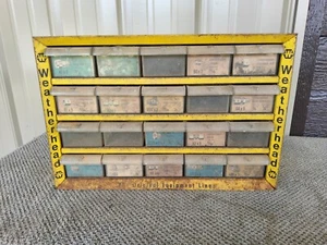 VTG Weatherhead Metal 20 Drawer Cabinet Yellow Small Parts Garage Display - Picture 1 of 4