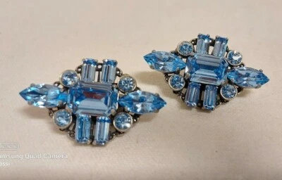 Nostalgie Vintage Ohrclips Kristalle Glas Ohrschmuck Clips  - Bild 1 von 4