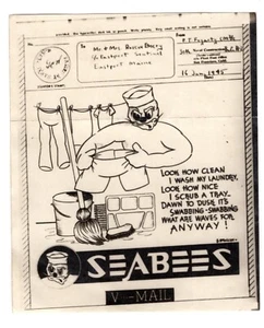 1945 WWII Illustrated V-Mail - 30th Naval Const. Batt. Seabees - Picture 1 of 1