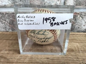 1958 MILWAUKEE BRAVES Autograph SPALDING Baseball Aaron SPAHN - Picture 1 of 11