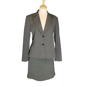 apt. 9 Suit, Women's Jacket 12, Skirt 8, 2 Piece, Gray Check Print,Pockets, EUC - Picture 1 of 22