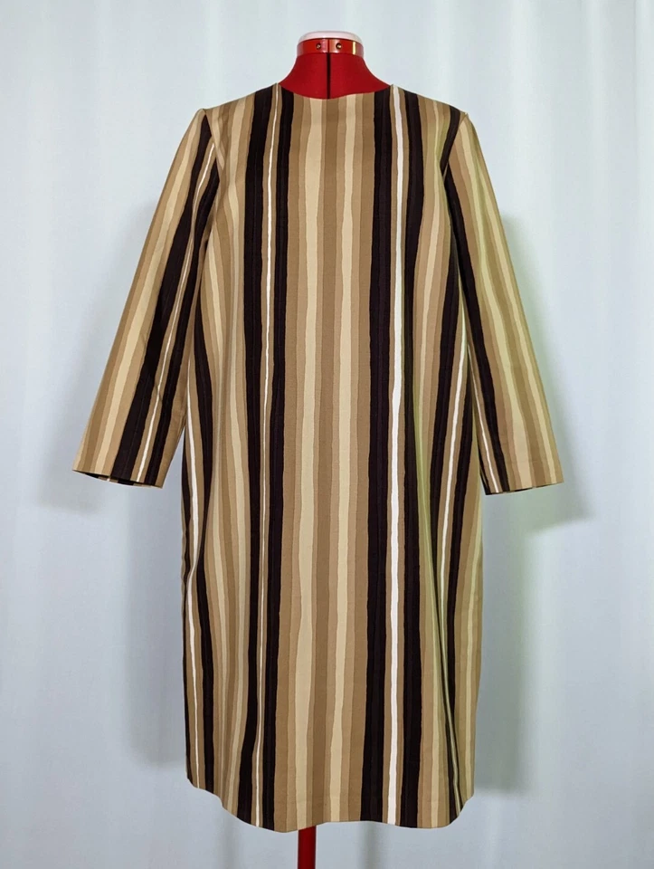Marimekko Unna Brown Abstract Geometric Brown Multicolor Shift Dress 42 - Image 1 of 4