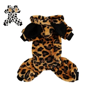 Warm Fleece Dog Pajamas Cute Puppy Cat Jumpsuit with 4 Legs Vest Clothes XS-XL - Picture 1 of 16