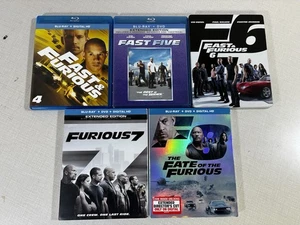 Fast And Furious Blu-Ray Movie Saga Lot Bundle 4, 5, 6, 7 & 8 - Foto 1 di 2