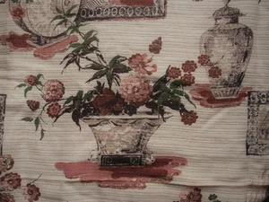 80" x 80" Vintage Retro 50er 60er Blumen asiatisch strukturiert Viskose GROSSE Draperie Panel Stoff - Bild 1 von 7