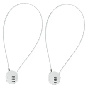 2 Pack 3 Digit Combination Lock 1.64Ft Wire Cable, Round Helmet Padlock Silver { - Picture 1 of 6