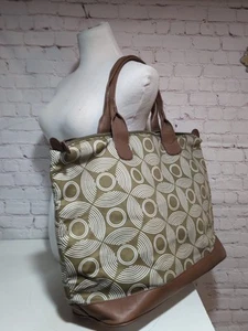 Amy Butler Marni Duffel Tote Bag Large Sun Moon Green White Sepia Zip Weekender - Picture 1 of 19