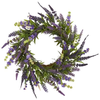 Nearly Natural 18in. Lavender Wreath - Image 1 of 3