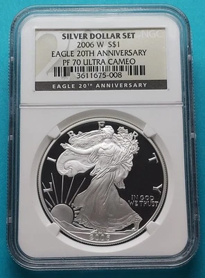 2006 W American Silver Eagle  PF 70 20TH ANNIV. SET Silver Dollar Set - Image 1 of 4