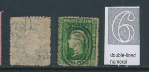 NEW SOUTH WALES, 1860 3d dull green,P13 ERROR wmk numeral 6,SG158a,cat GBP18 - Picture 1 of 1