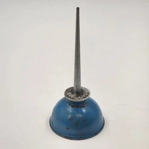Lata de aceite Eagle azul plata metal EE. UU. bomba de pulgar 7,75" engrasador gotero decoración vintage - Imagen 1 de 9