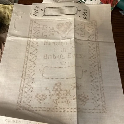 Current # 7154-9. Stamped Cross Stitch.Hearts and flowers.  complete kit. Opened - Image 1 of 4