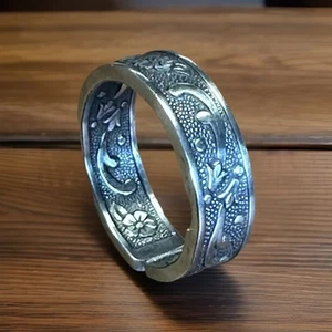 Vintage Spoon Ring Handmade Size 15 Recycled Stainless Steel Wrap Band - Picture 1 of 7