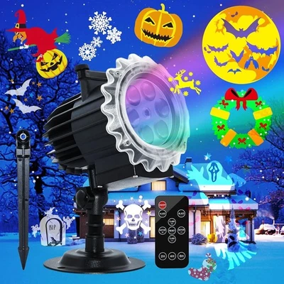 Halloween Xmas Projector Lights Outdoor Indoor 96 Patterns LED Remote Waterproof - Image 1 of 4