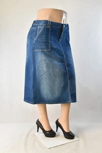 Nueva falda de mezclilla elástica de 30" para mujer con abertura talla 3XL #JW0325 - Imagen 1 de 6