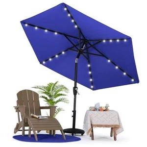 Patio Umbrella with Solar LED Lights (7.5ft,) 7.5FT Blue - Picture 1 of 8