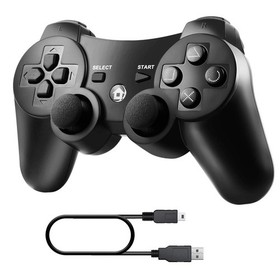 Diswoe Controller for PS-3, Wireless Bluetooth Gamepad BLACK