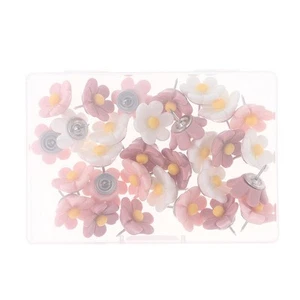 White Flower Push Pins Pink Cute Push Pins Thumb Tacks For Cork Boards - Picture 1 of 5