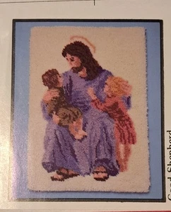 Kit Tappeto Vintage Mary Maxim Chiusura Gancio Buon Pastore Gesù Bambini 23 X 34 Nuovo - Foto 1 di 5
